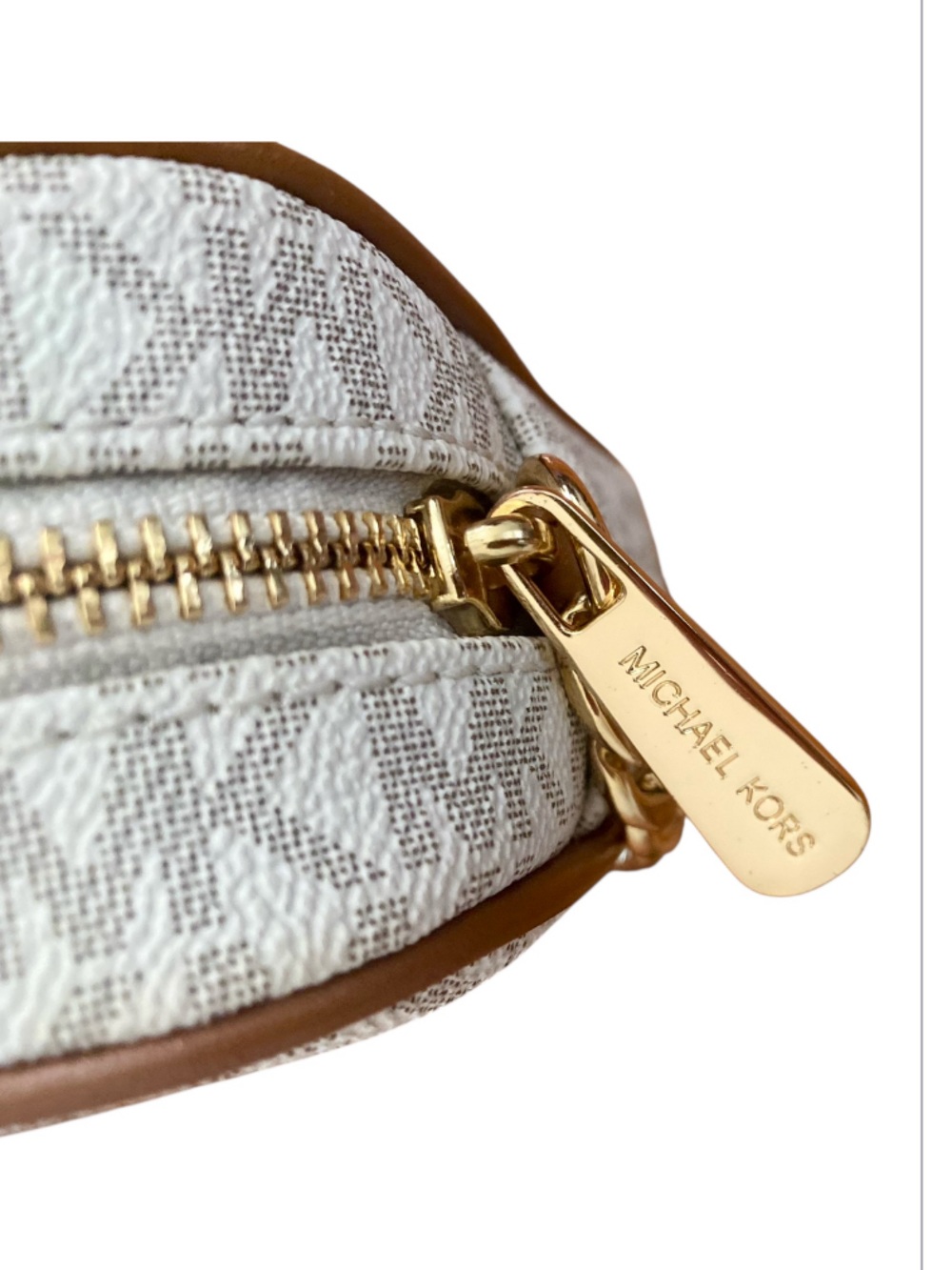 Michael Kors Vanilla MK Logo Jet Set East West Crossbody Bag Gold Chain - Picture 2 of 12